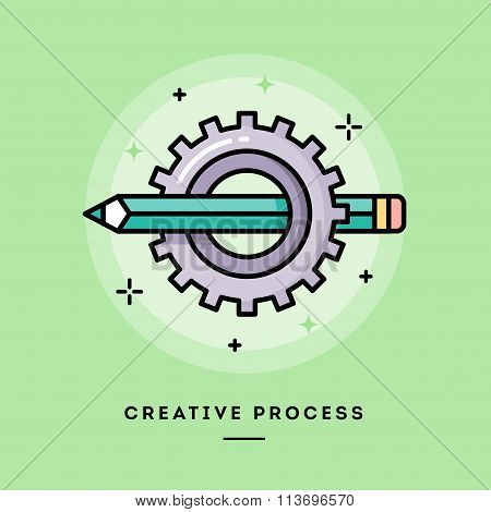 Creative Process, Flat Design Thin Line Banner