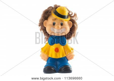 Rubber Claun Toy Isolated On A White Background.