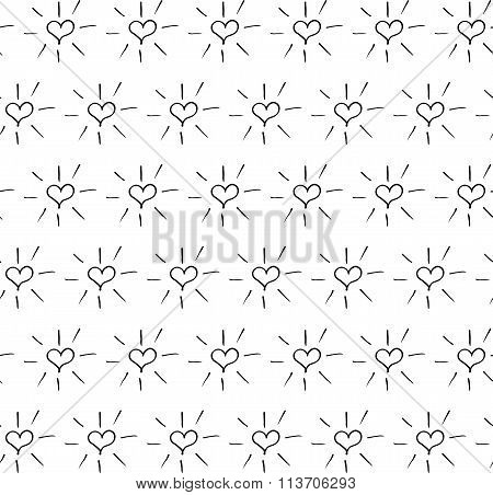 Abstract heart pattern with hand drawn hearts. Cute vector black and white heart pattern. Trendy monochrome doodle heart pattern for fabric, wallpapers, wrapping paper, cards and web backgrounds.