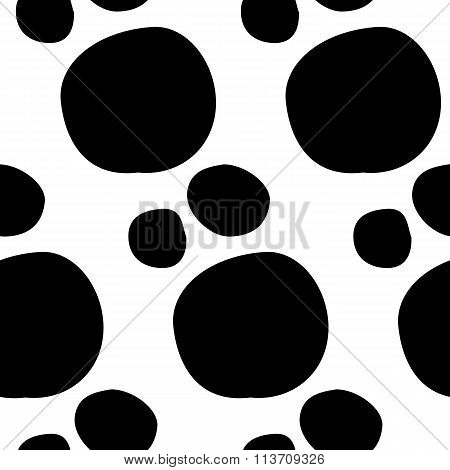 Abstract polka dot pattern with hand drawn dots. Cute vector black and white polka dot pattern. Seamless monochrome polka dot pattern for fabric, wallpapers, wrapping paper, cards and web backgrounds.