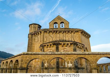 Church Of Saint Mary Of Eunate With Blue Sky