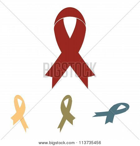 Black awareness ribbon  set. Isometric effect
