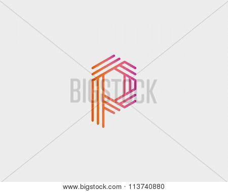 Abstract letter P logo design template. Line creative sign. Universal vector icon.
