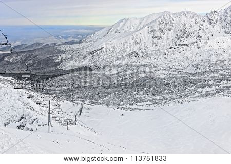 Chair Lifts And Ratrack At A Distance In Kasprowy Wierch In Zakopane