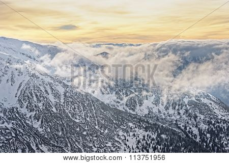 Cloud And Sun In Kasprowy Wierch In Zakopane In Tatras In Winter