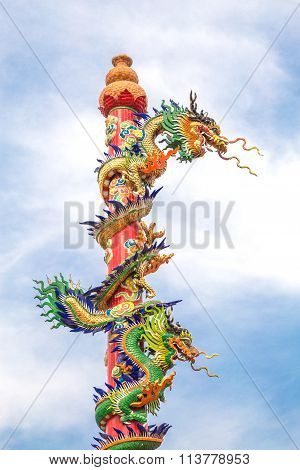 Dragon Statue Style In Chinese Temple