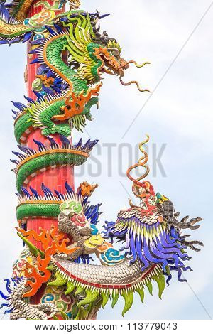 Dragon Statue Style In Chinese Temple