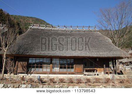 Japanese thatched roof house in Saiko Yamanashi Japan