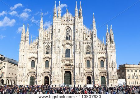 Milan Cathedral church with blue sky, Italy