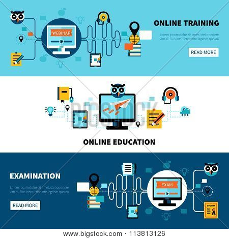 Flat Online Education Banners Collection