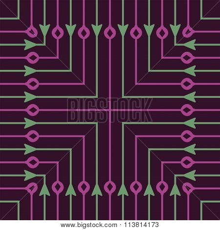 Seamless abstract line pattern on dark-violet background