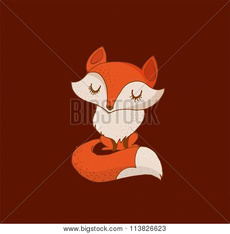 Fox, cute, lovely illustration and greetin card