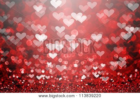 Red Valentine Day Glitter Heart Background