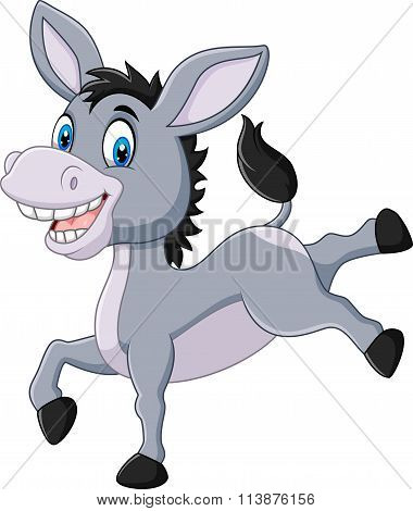 Cartoon happy donkey isolated on white background