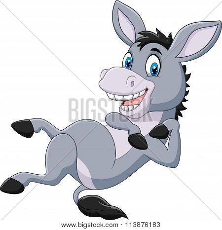 Vector illustration of Cartoon happy donkey isolated on white background