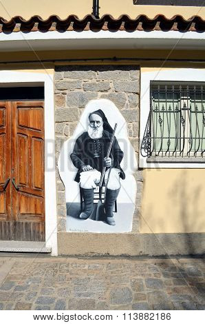 Orgosolo Italy 4 October 2015 Murales In Orgosolo Italy Since About 1969 The Wall Paintings Reflect