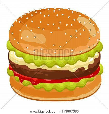 Burger on white background.