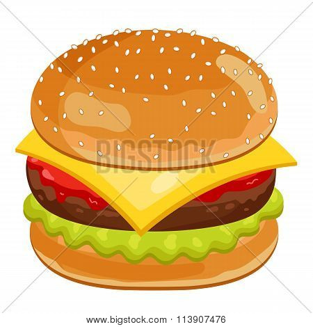 Burger on white background.