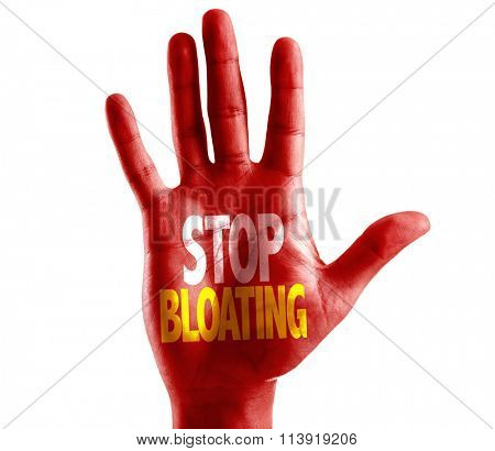 Stop Bloating written on hand isolated on white background