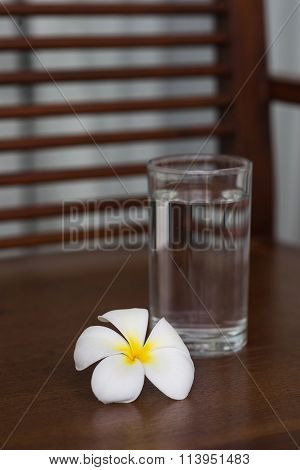 Spa a glass of water and flower