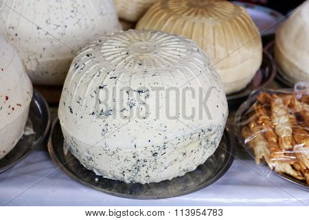 Home made cheese on table