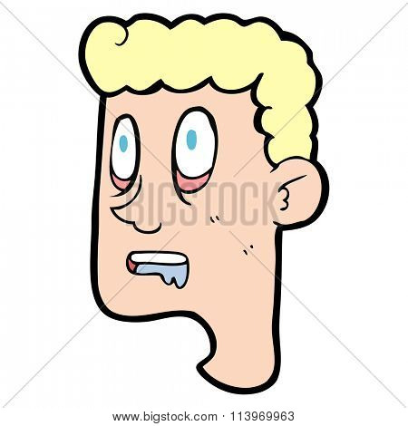 freehand drawn cartoon staring man drooling