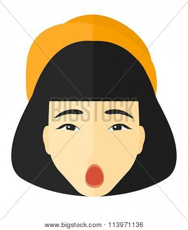 Scared woman with open mouth.
