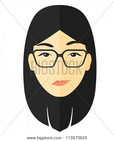 Envious woman in glasses.