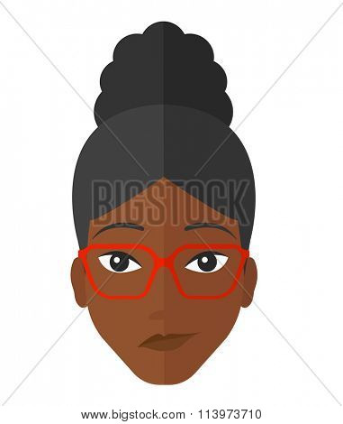 Envious woman in glasses.