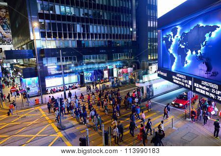 HONG KONG - DECEMBER 25, 2015: Hong Kong at night. Hong Kong is an autonomous territory on the southern coast of China at the Pearl River Estuary and the South China Sea.
