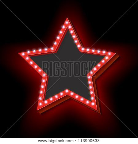 Retro frame with lights in the shape of a star