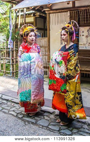 Kyoto, Japan - October 12, 2015 : Maiko, Apprentices Geisha, In Kyoto, Japan.