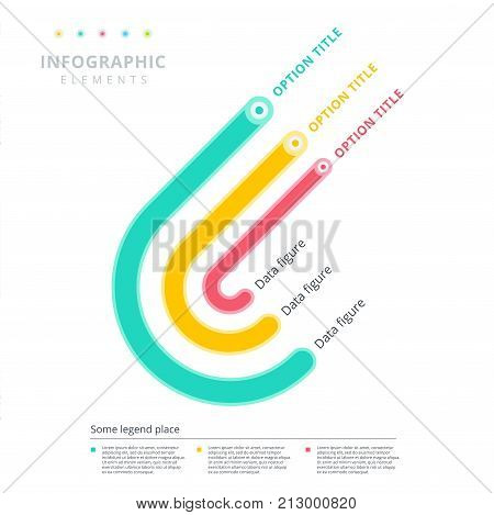 Arc 3 Step Business Process Chart Infographics. Crook Corporate Workflow Graph Elements. Company Dia
