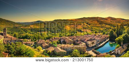 Tuscany Arcidosso medieval village and tower. Monte Amiata Grosseto Italy Europe