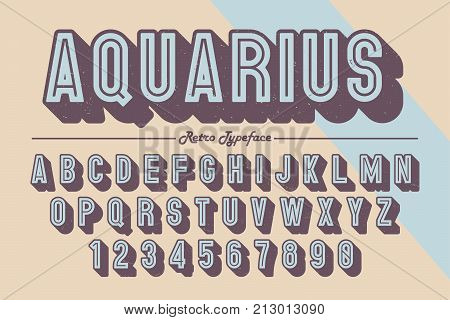 Decorative vector vintage retro typeface font typeface. Color swatches control opacity mask