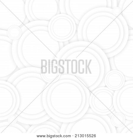 White Circles. 3D wallpaper. Vector Halftone seamless background