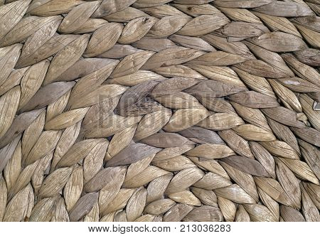 Natural Color Round Straw Mat Texture.