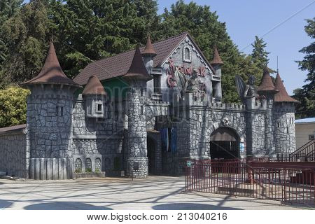 Adler, Sochi, Krasnodar region, Russia - July 17, 2016: Castle of Fear in the amusement park 