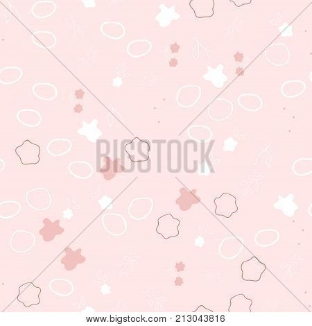 Seamless monochrome floral pattern. Vector illustration isolated on blooming dahlia color background. Small flowers and leaves