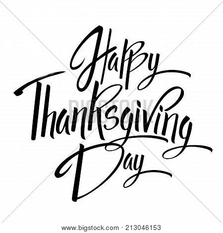 Happy Thankgiving Day Greeting Card. Lettering Happy Thankgiving Day