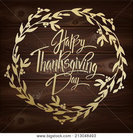 Happy Thankgiving Day Greeting Card. Lettering Happy Thankgiving Day