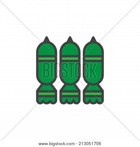Bombs filled outline icon, line vector sign, linear colorful pictogram isolated on white. Warheads symbol, logo illustration. Pixel perfect vector graphics