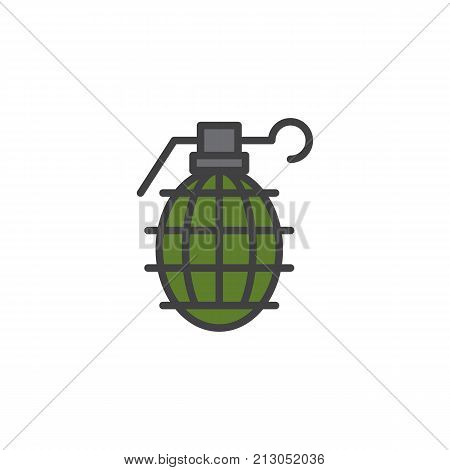 Grenade filled outline icon, line vector sign, linear colorful pictogram isolated on white. Frag symbol, logo illustration. Pixel perfect vector graphics