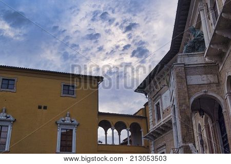 Fermo (Marches Italy): historic buildings along the historic main square of the city