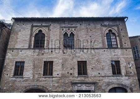 Fermo (Marches Italy): facade of historic palace known as Palazzetto Fogliani
