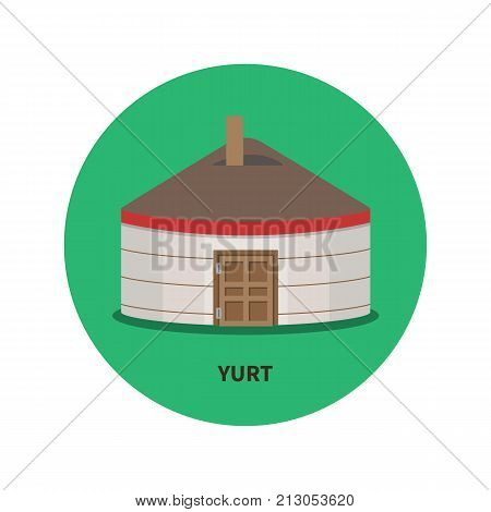 Kazakh, Kyrgyz and Mongolian yurt vector flat icon, nomadic house of Asian peoples