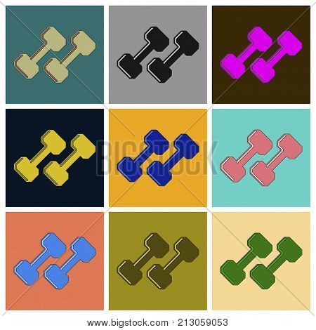 Set of Icons in flat design dumbbells
