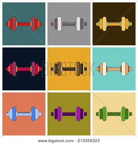 Set of Icons in flat design dumbbell