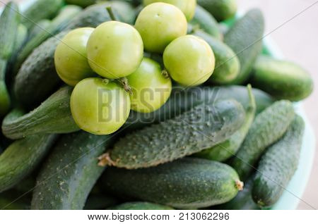 Still Life Of Cucumbers And Other Vegetables
