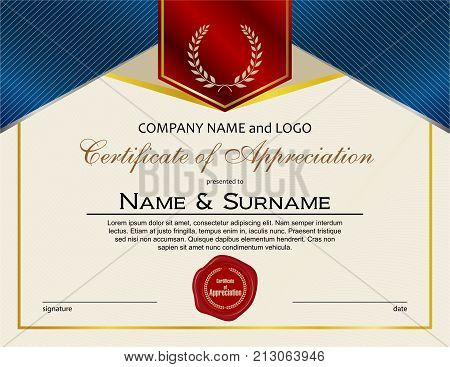 Certificate of Appreciation with laurel wreath and wax seal